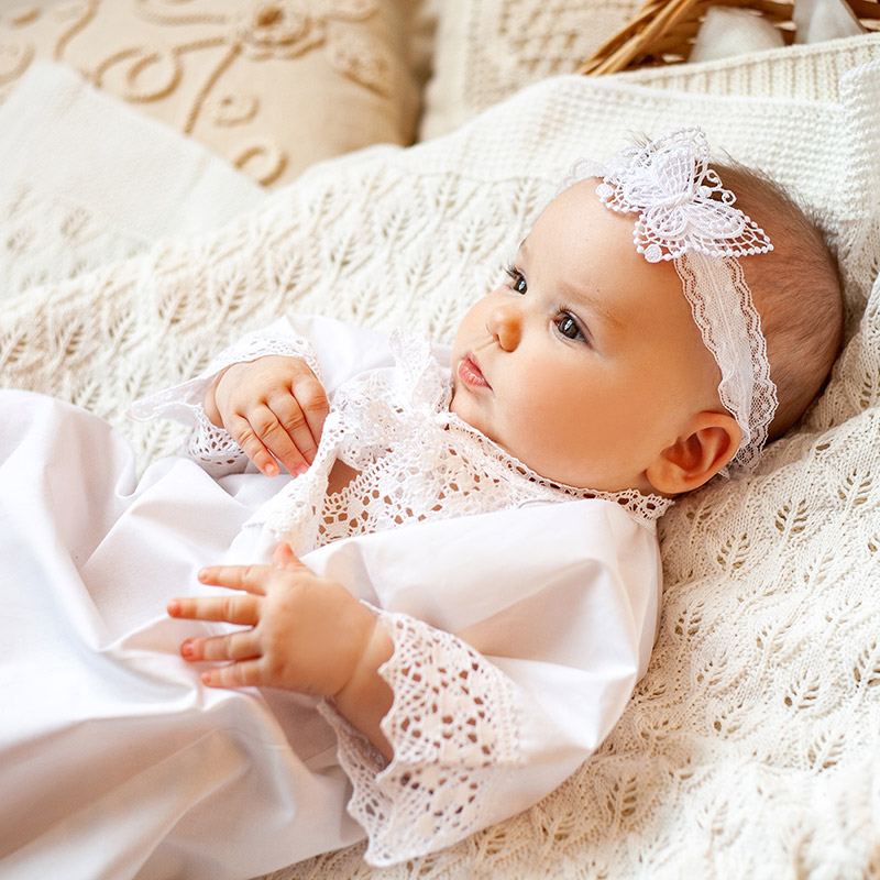 Крестильный набор для девочки "Ирина" с полотенцем  фото 14