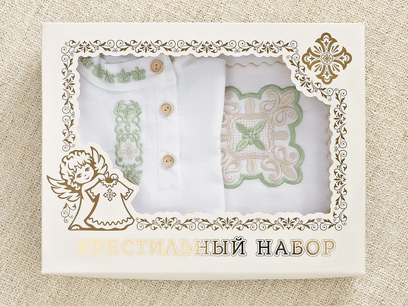 Крестильный комплект "Елисей" для мальчика с пеленкой фото 5