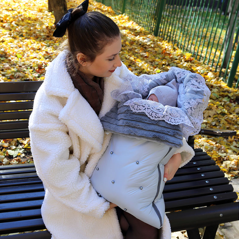 Зимний конверт на выписку "Пуф", серый фото 6