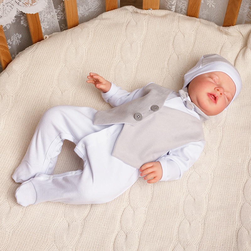 Комплект на выписку мальчика "Самия" серо-белый фото 8