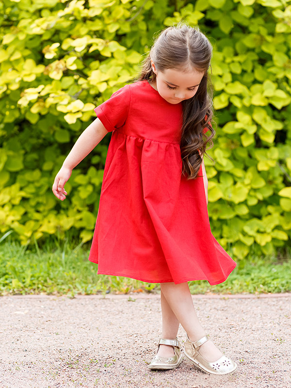 Платье базовое красное лён фото 2