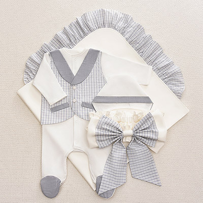 Костюмчик/комплект с уголком Денди серая пастель - миниатюра фотографии товара в каталоге ЛиноБамбино