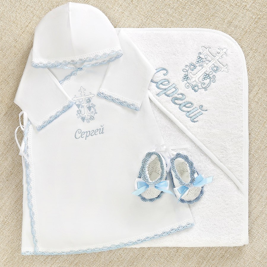 Теплая крестильная рубашка "Голубой Лучик" фото 6