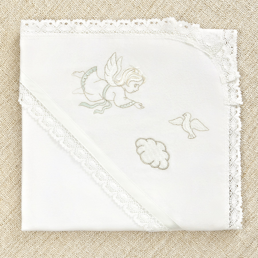 Теплая пеленка для крещения "Ангел" с капюшоном фото 8