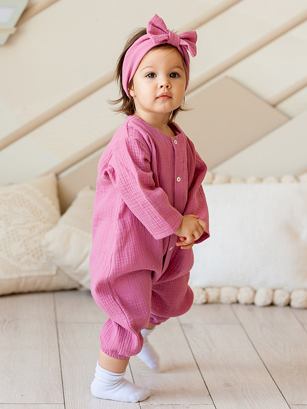 Комбинезон Облачко ягодный из муслина фото 3