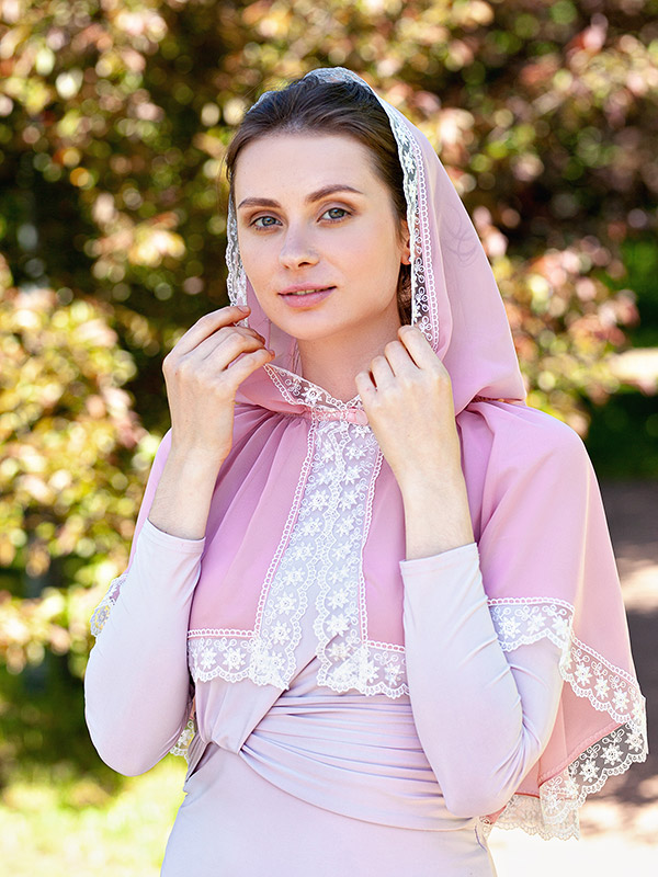 Шифоновый платок с капюшоном "Пион" фото 1