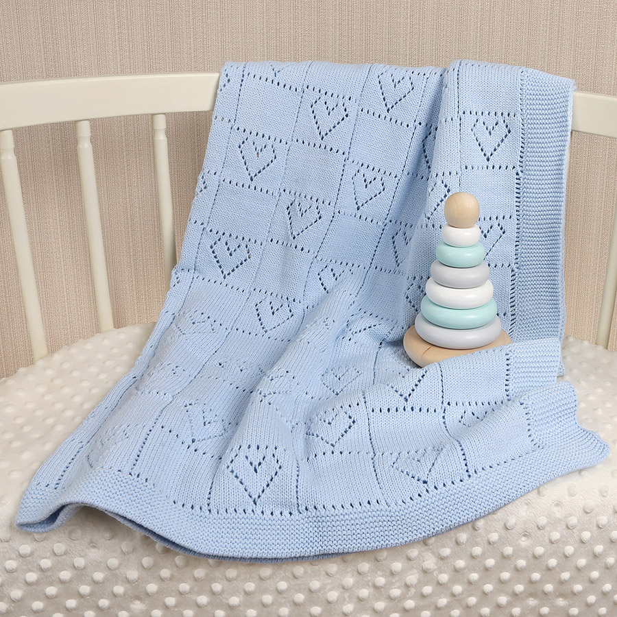 Детский плед "Сердечки" голубой фото 2