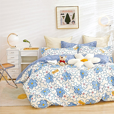 "Синие цветы на белом" 1,5 спальный комплект постельного белья - миниатюра фотографии товара в каталоге ЛиноБамбино