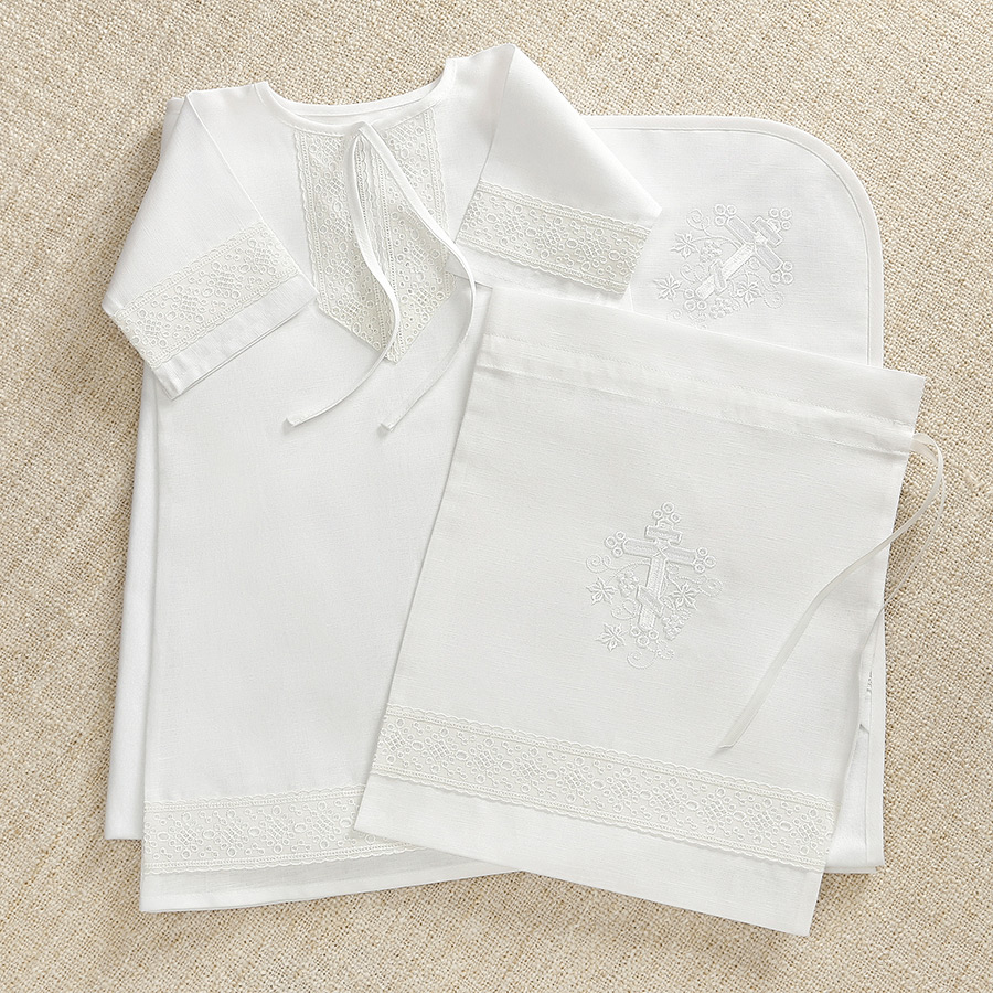 Крестильный комплект "Ручеек" для ребенка с пеленкой фото 4