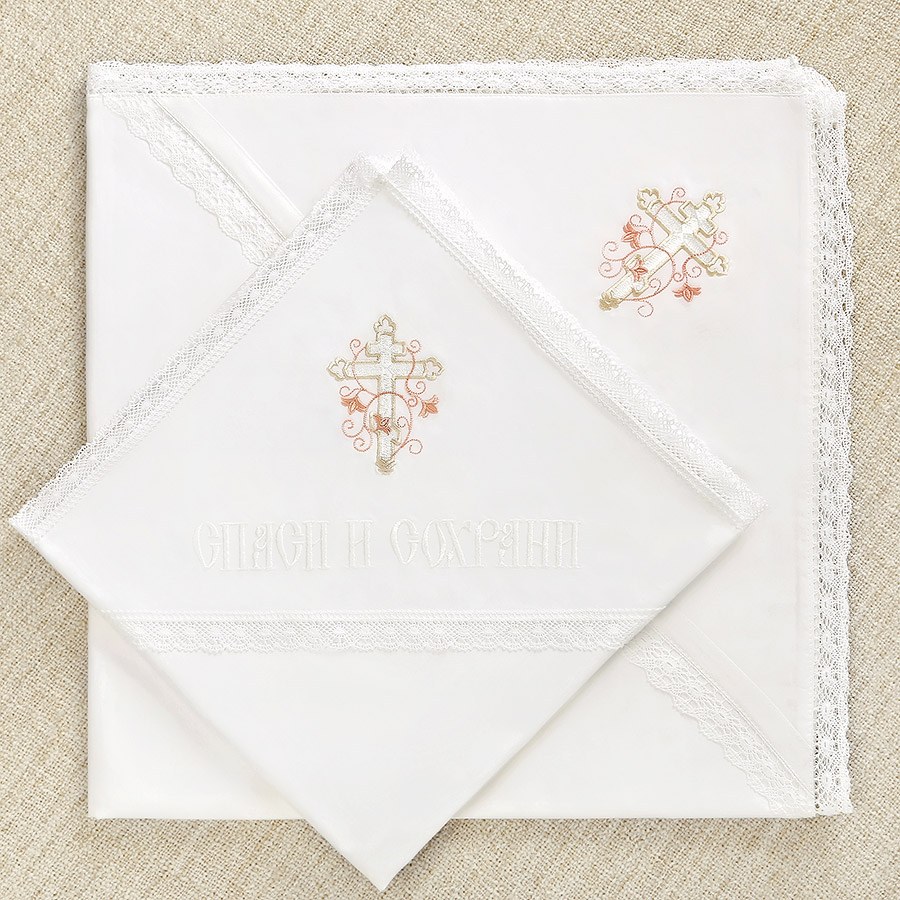 Крестильный комплект "Анна" для девочки с пеленкой фото 8