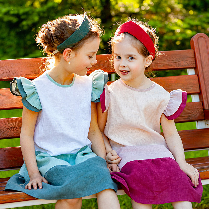 Льняной сарафан Кокетка вишнево-розовый фото 6