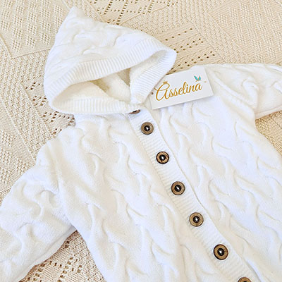 Утепленный комбинезон  "Остин" с капюшоном, белый