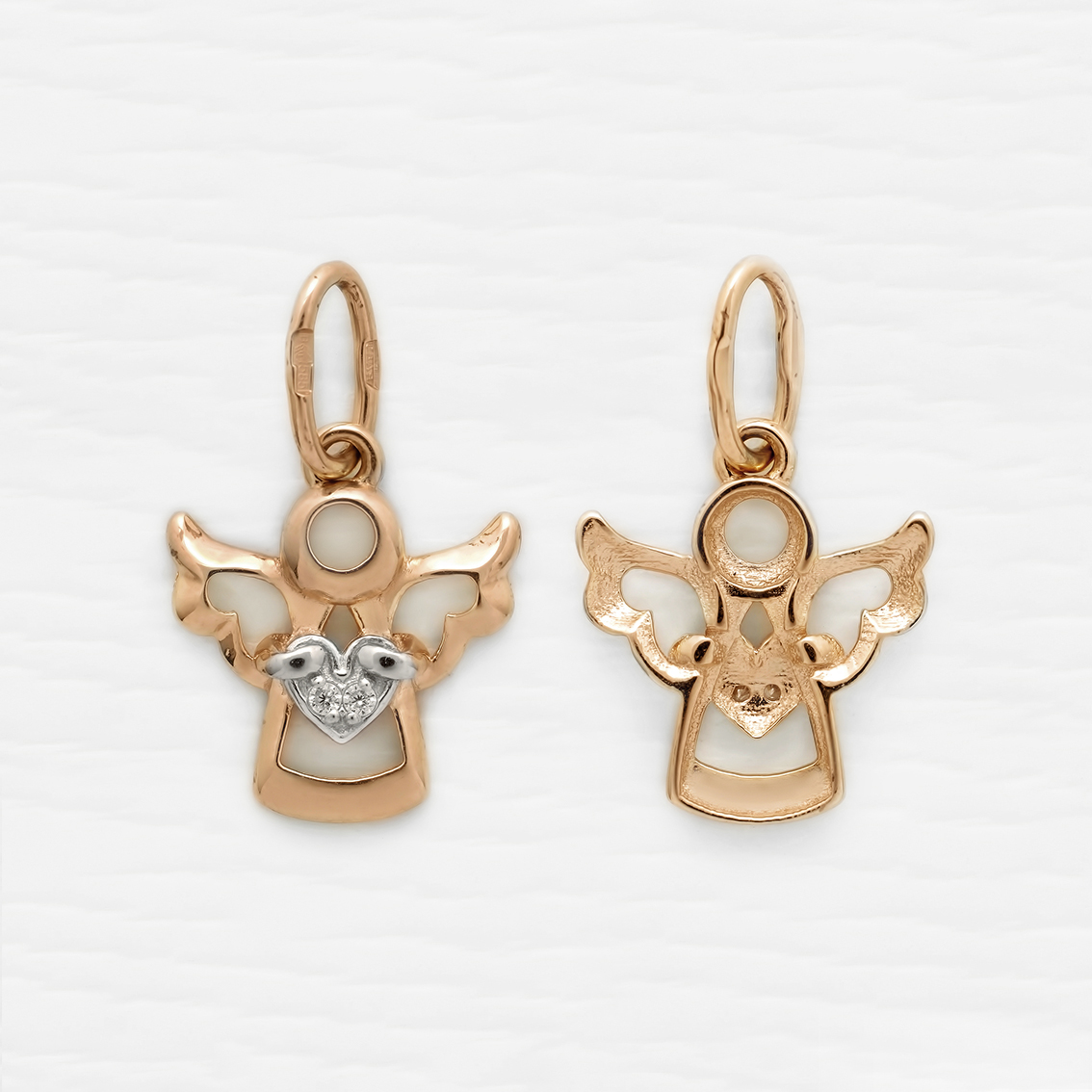 Золотая подвеска ангелочек с фианитом 23184АКВ фото 1