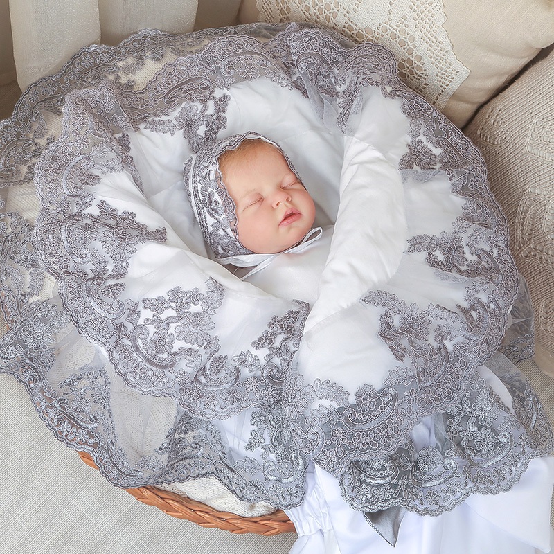 Комплект на выписку девочки "Самия" серо-белый фото 5