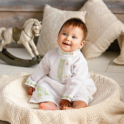 Крестильная косоворотка "Елисей" для мальчика - миниатюра фотографии товара в каталоге ЛиноБамбино