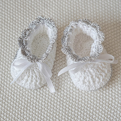 Фото товара "Детские пинетки с серебристым краем" из магазина ЛиноБамбино