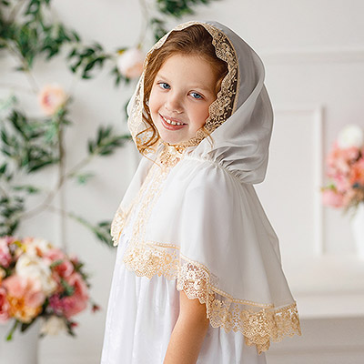 Фото товара "Накидка для девочки в церковь "Светлана"" из магазина ЛиноБамбино
