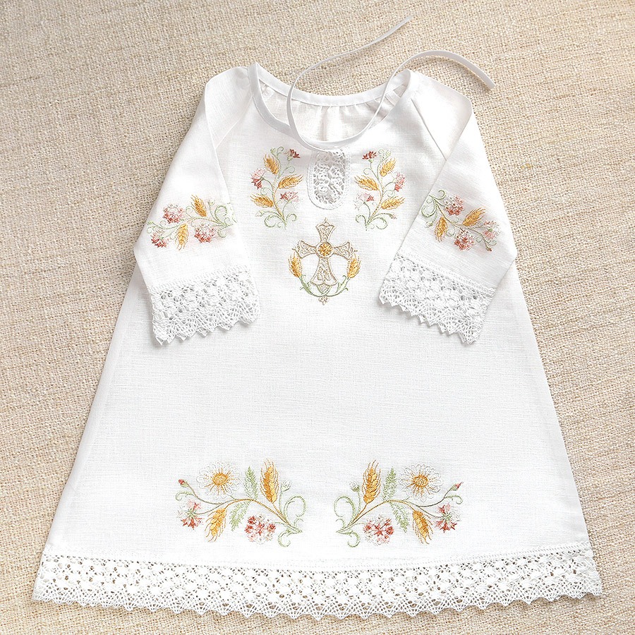 Крестильный комплект "Василиса" для девочки с пеленкой фото 4