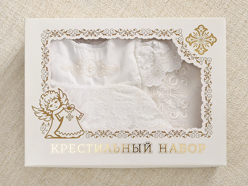 Крестильный набор  "Анастасия" с кружевным полотенцем фото 3