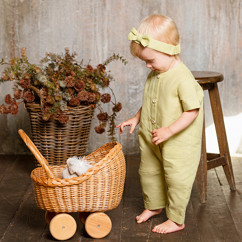 Льняной комбинезон Ветерок оливка фото 1