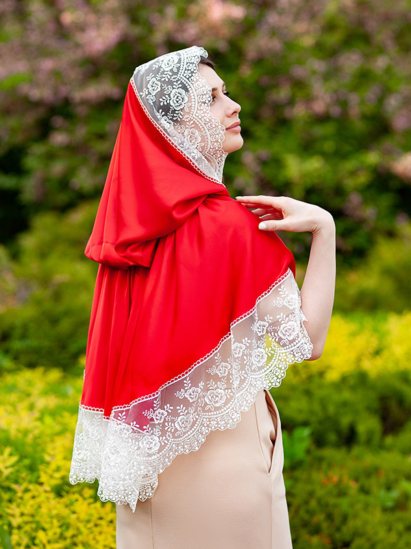 Красный платок с капюшоном "Каролина" фото 6