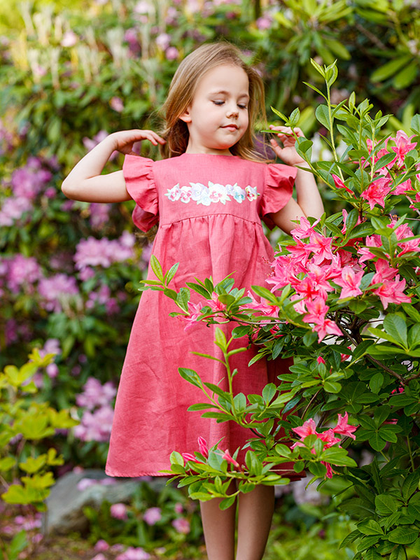 Платье Анютины глазки лён брусника фото 2