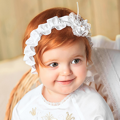 Фото товара "Повязка с цветочком "Ангелина"" из магазина ЛиноБамбино