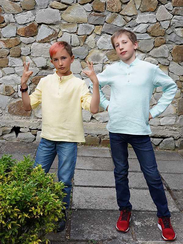 Рубашка для мальчика желтый муслин фото 7