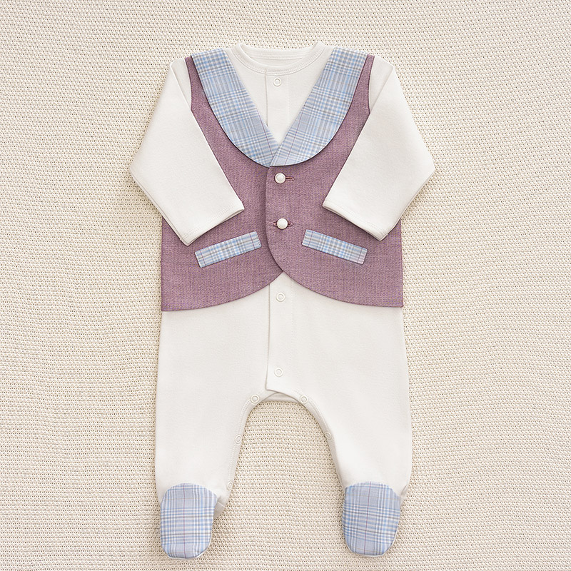 Костюмчик/комплект с уголком Денди клетка и ежевика фото 4