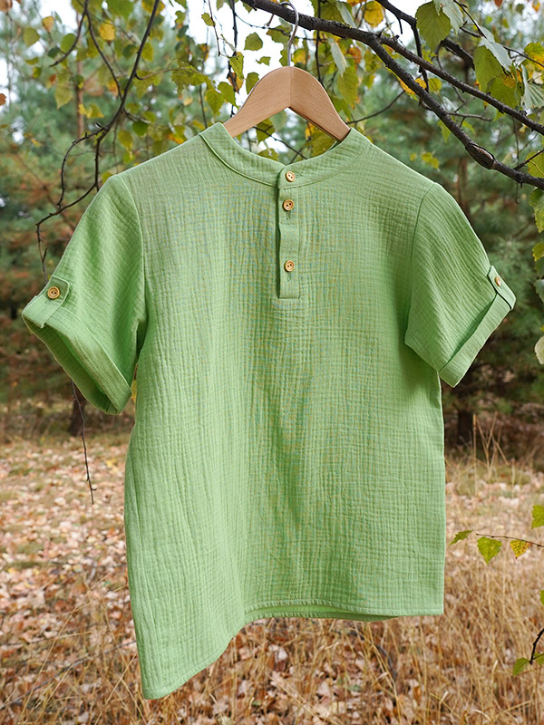 Рубашка для мальчика салатовый муслин фото 10