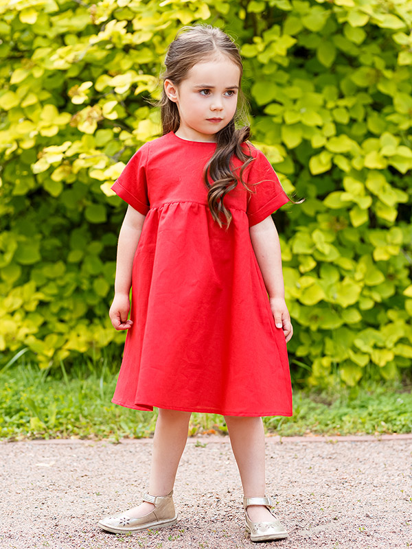 Платье базовое красное лён фото 1