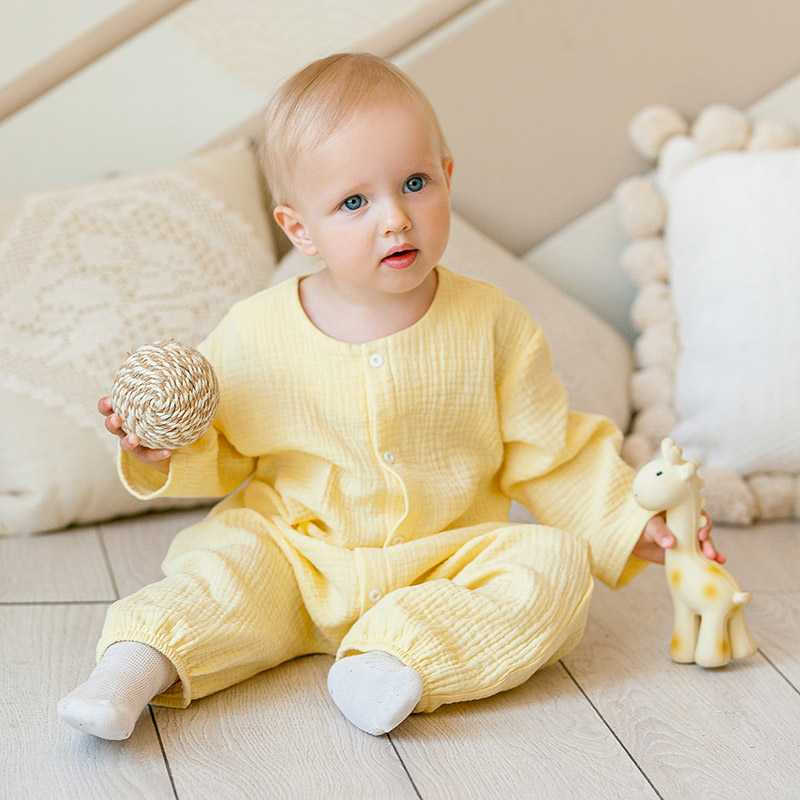 Комбинезон Облачко желтый из муслина фото 5