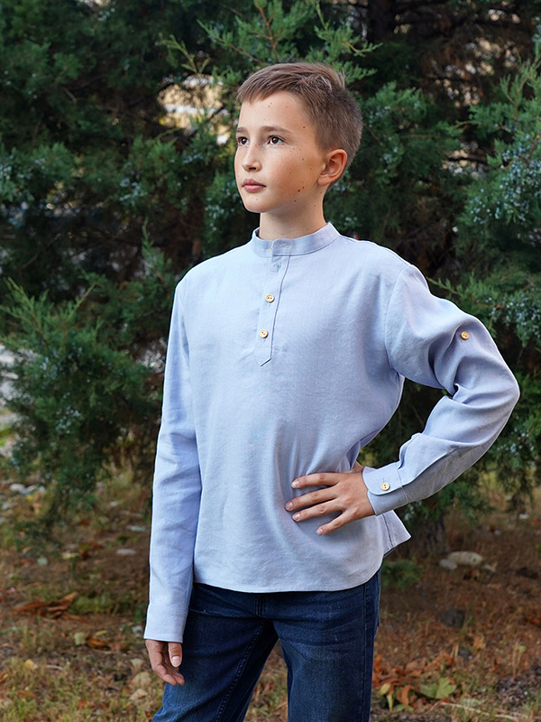 Рубашка для мальчика лен перванш фото 3