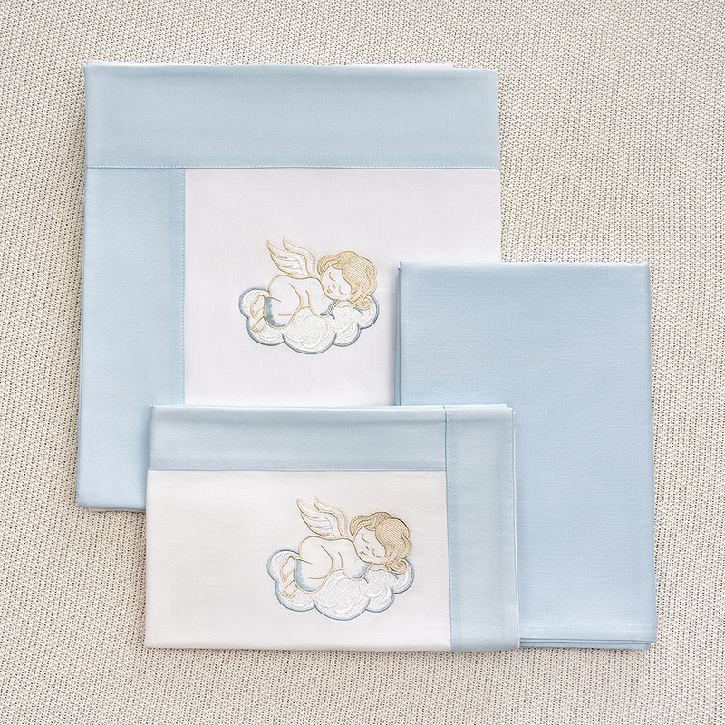 Постельное белье Ангелочек бело-голубой фото 1