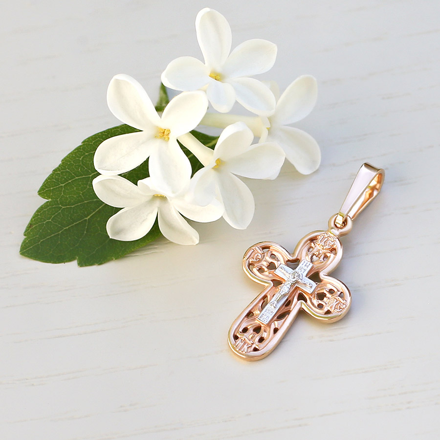 Фото товара "Золотой крестик 12029АКВ" при наведении