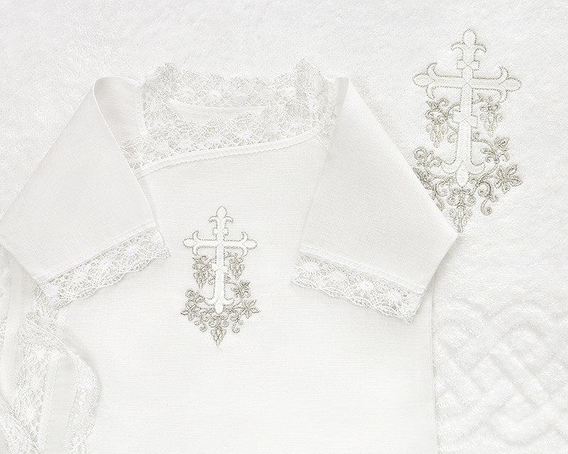 Детский крестильный набор "Серебряная лоза" с полотенцем фото 9
