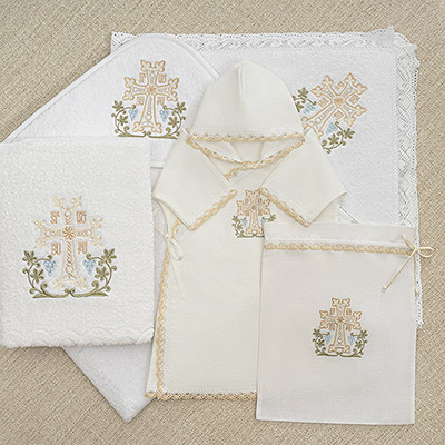 Крестильный набор "Армянский крест" с полотенцем  - миниатюра фотографии товара в каталоге ЛиноБамбино