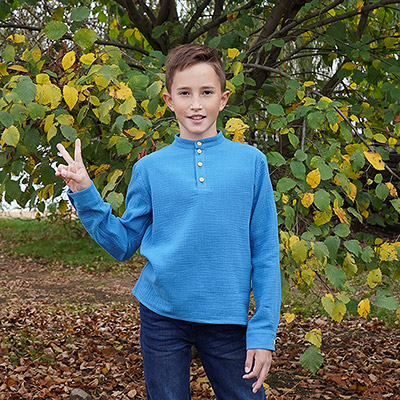 Рубашка для мальчика муслин лазурь