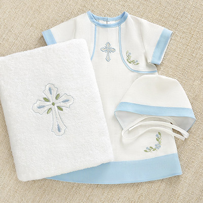 Крестильный набор для мальчика "Василёк" с полотенцем - миниатюра фотографии товара в каталоге ЛиноБамбино