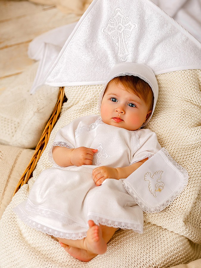 Крестильный набор "Кружевное перышко" с полотенцем фото 2