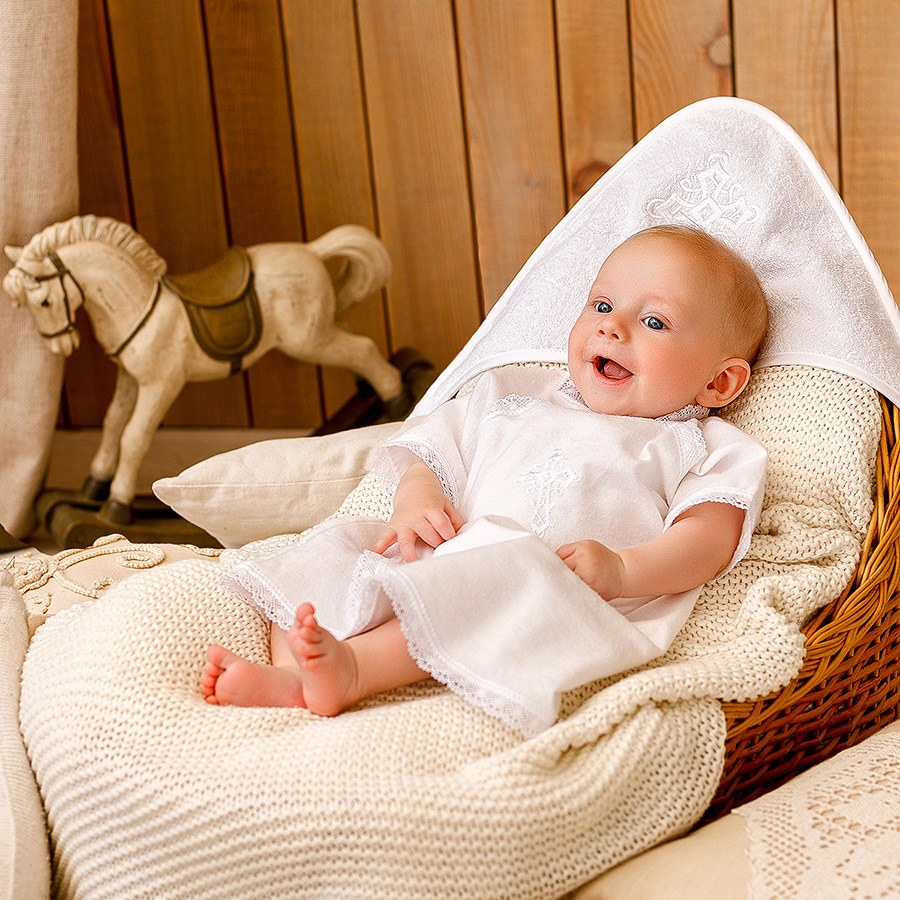 Крестильный набор "Кружевное перышко" с полотенцем фото 4