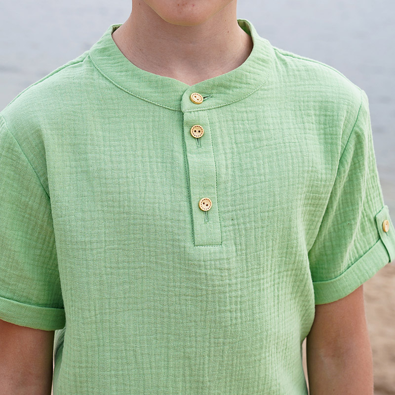 Рубашка для мальчика салатовый муслин фото 8