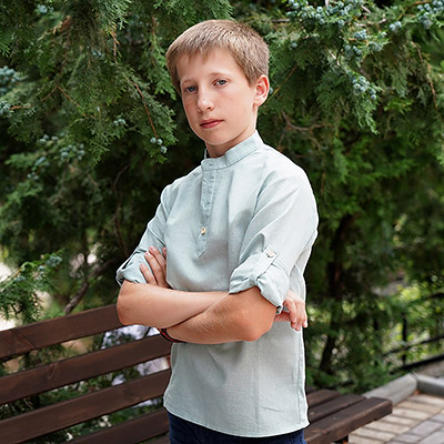 Рубашка для мальчика лен полынь