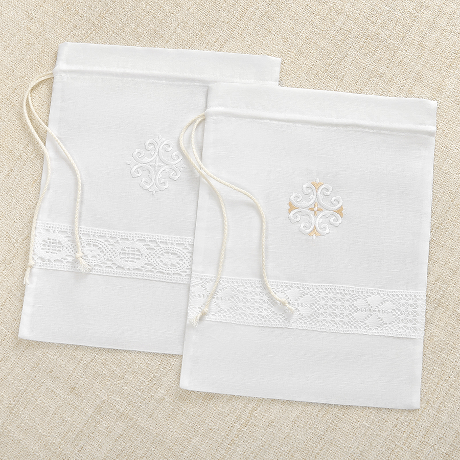 Мешочек для крестильных принадлежностей с кружевной вставкой фото 2