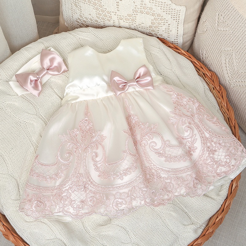 Комплект на выписку девочки "Самия" молочно-пудровый фото 12