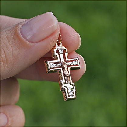 Золотой крестик 12194АКВ - миниатюра фотографии товара в каталоге ЛиноБамбино