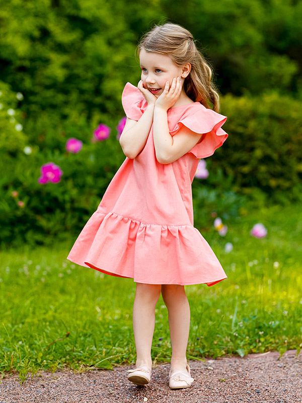 Платье Нимфа лосось лён фото 4