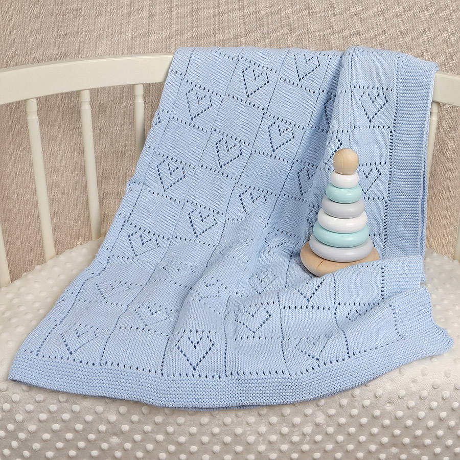 Детский плед "Сердечки" голубой фото 1