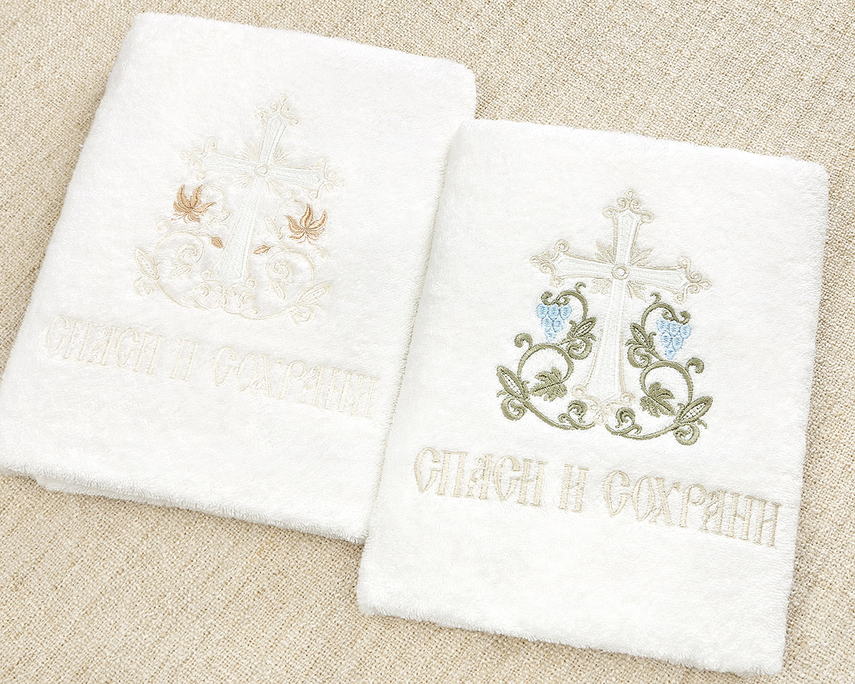 Классическое крестильное полотенце "Процветший крест" фото 2