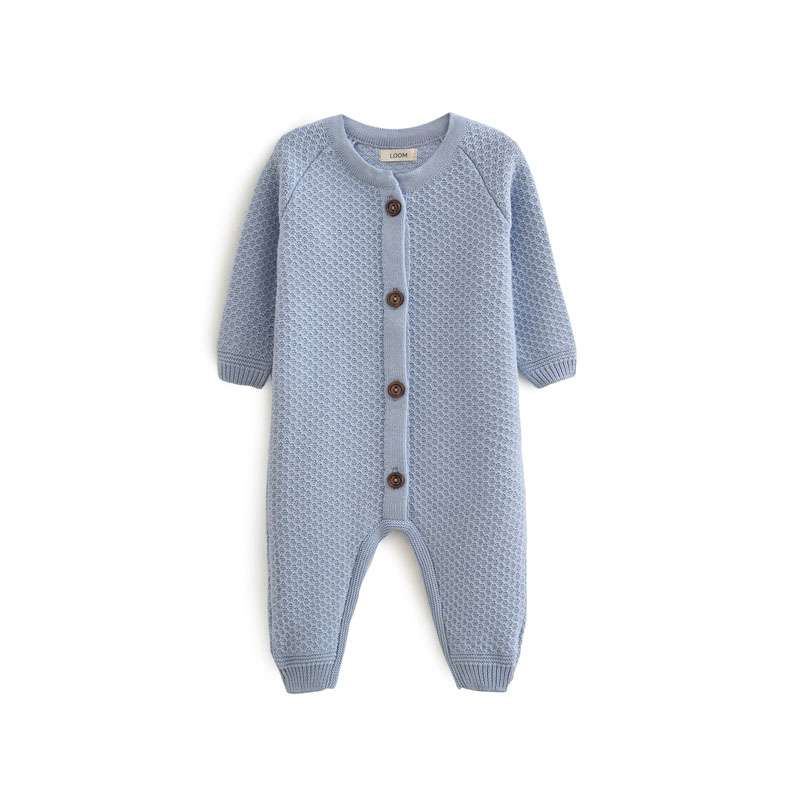 Вязаный текстурный комбинезон Небесный фото 3